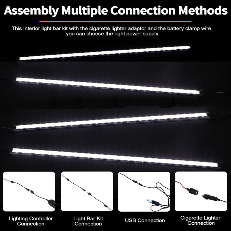 NOVA AUTO 12V LED Interior Light Bar Kit Dimmable IP67 Waterproof Camping String Lights, Aluminum Magnetic Mount Exterior Lights,Portable Lighting for RV, Camping Tent Car Trailer Boat (4 Pack) - Image 5